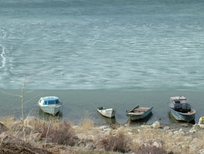 Ardahan'da Donan Nehirde Balık Avı