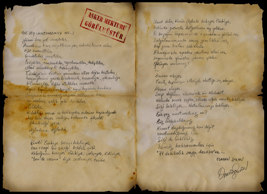 Çanakkale'den "Mektup" Var