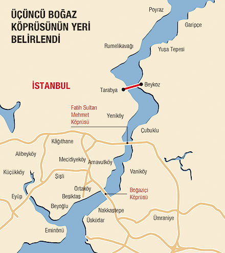 İşte Üçüncü Köprünün Güzergâhı