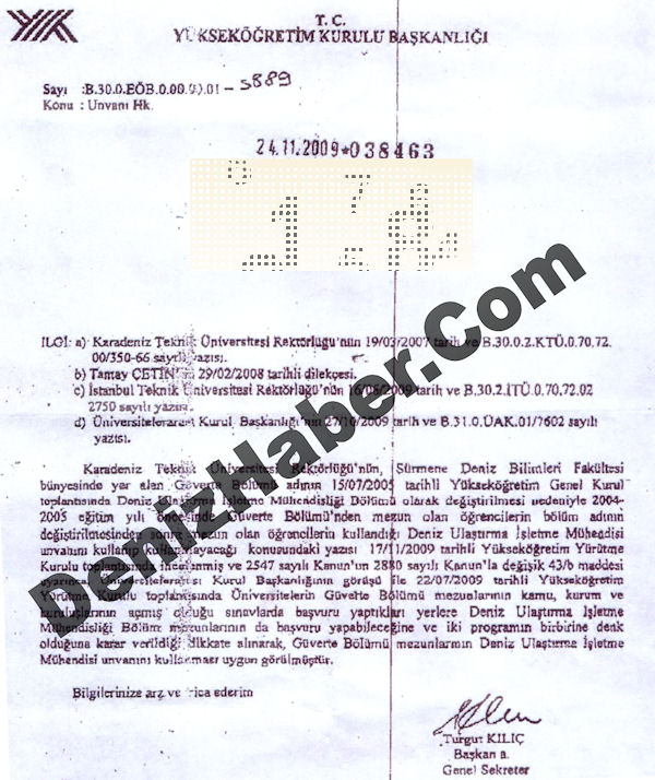 Kaptanlar Artık &quot;Deniz Ulaştırma Mühendisi&quot;