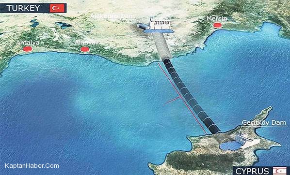 Su denizin içinde askılı boruda aktı