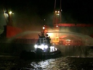 Azerbaycan Tersanesinde Gemi Yandı