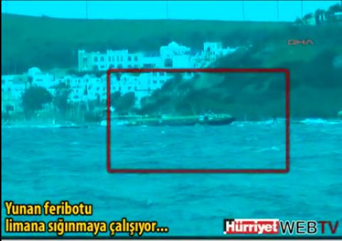 Yunan Feribotu Bodrum&#039;a böyle sığındı