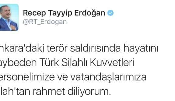 Cumhurbaşkanı Erdoğan’dan Taziye Mesajı