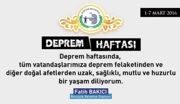 Başkan Bakıcı’nın Deprem Haftası Mesajı