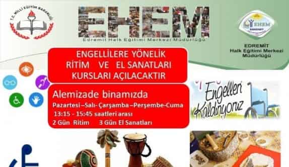 Engellilere Yönelik Ritim Ve El Sanatları Kursları Açılacak
