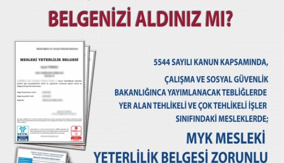 Mesleki Yeterlilik Belgesi İçin Zorunluluk Başladı