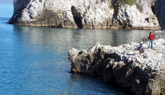 Amatör balıkçılar liman arkasına akın etti