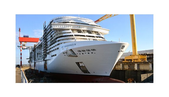 MSC Cruises’ın yeni nesil mega gemisi MSC Meraviglia suya indirildi