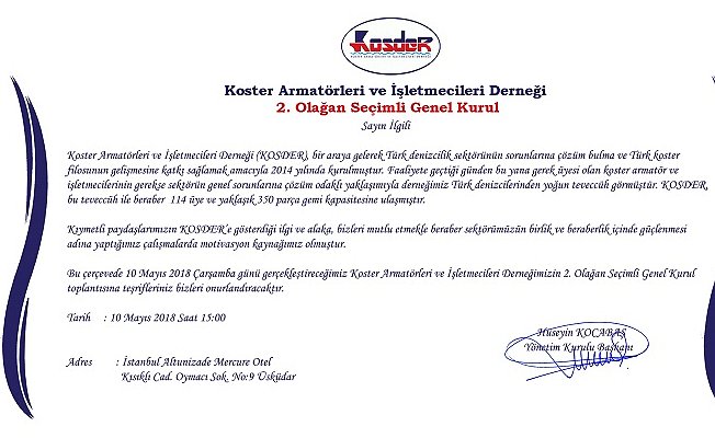 KOSDER 2.Olağan Genel Kurul Toplantısı'nı yarın yapılacak