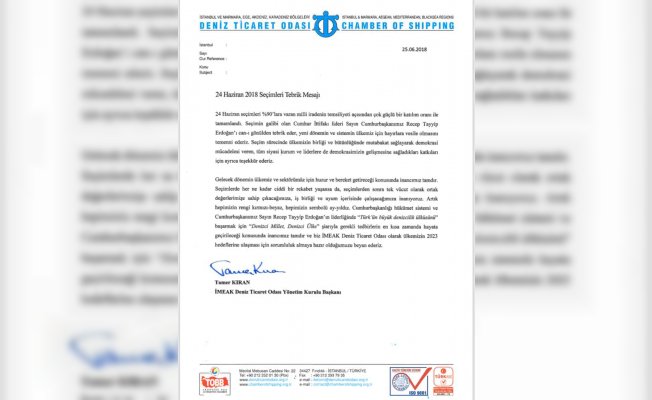 İMEAK DTO Yönetim Kurulu Başkanı Tamer Kıran'ın tebrik mesajı