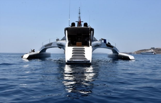 Uzay gemisi görünümlü yat &quot;Adastra&quot; Muğla&#039;da