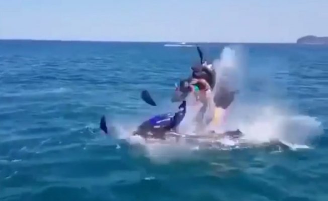Jet-ski denizde bomba gibi patladı