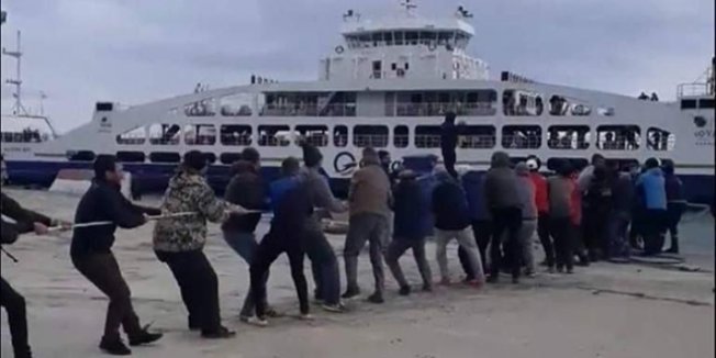 GESTAŞ'ın gemisini halatla kıyıya çektiler