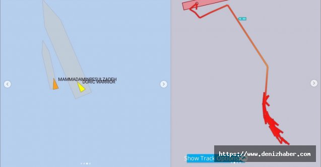 Dev gemi, Palmali&#039;nin gemisine böyle çarpmış