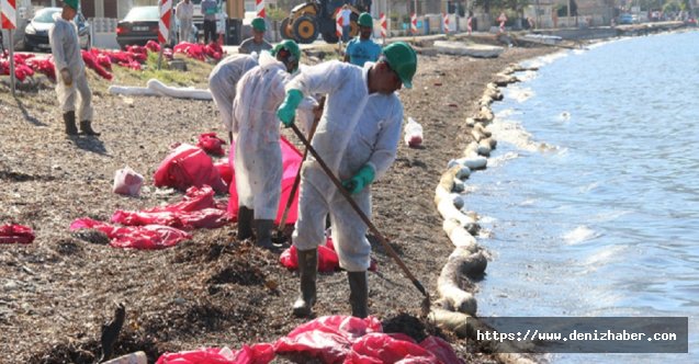 Foça sahilinde korkutan petrol atıkları, 50 kişilik ekip bölgede