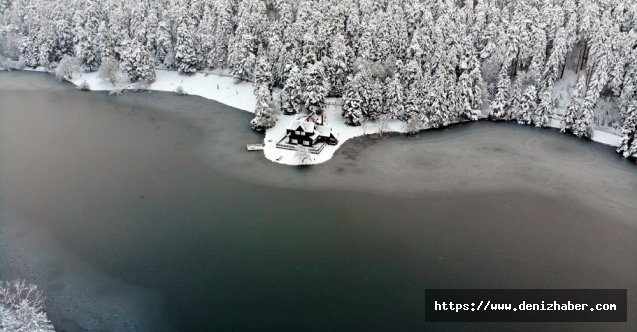 Gölcük Tabiat Parkı'ndaki göl buz tuttu