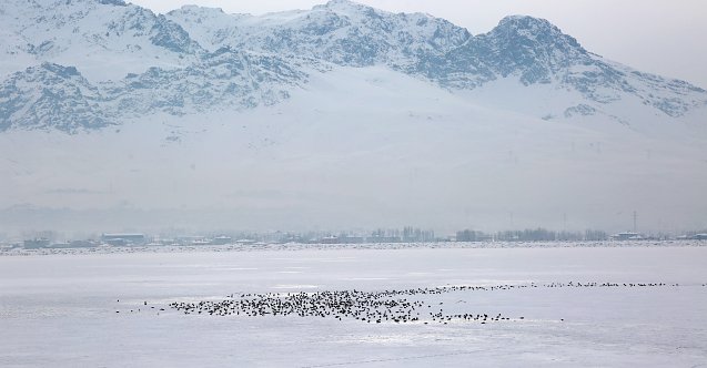 Sıhke Gölü'nün yüzeyi buzla kaplandı