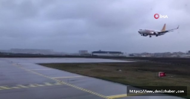 Uçağın pistten çıkma anı kamerada