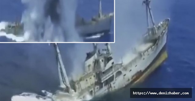 Yük gemisi Yunan Deniz Kuvvetleri tarafından torpido ile batırıldı! (Video)