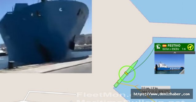 Festivo Ro-ro gemisi iskeleye çarptı! (Video)