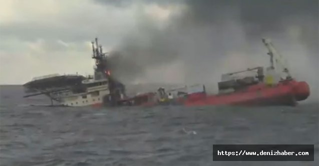 Yanan kablo döşeme gemisinin batma görüntüleri ortaya çıktı!