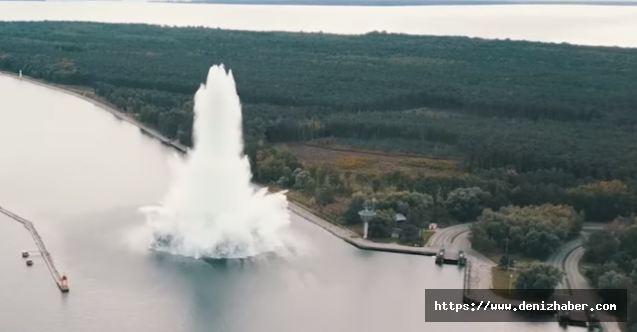 II. Dünya Savaşı'nda denizin altında kalmış dev bomba böyle patladı! (Video)
