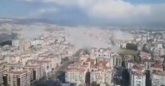 İzmir'deki depremde yaşanan panik güvenlik kamerasında