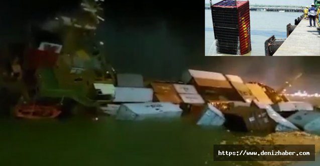 Konteyner gemisi alabora oldu, konteynerler denize döküldü! (Video)