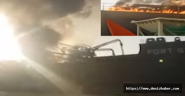 Pakistan'da yük gemisi alevlere teslim oldu! (Video)