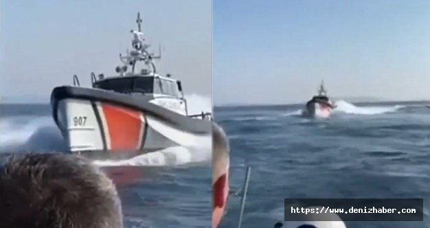 Türk Sahil Güvenlik botu Yunan botuna böyle müdahale etti! (Video)