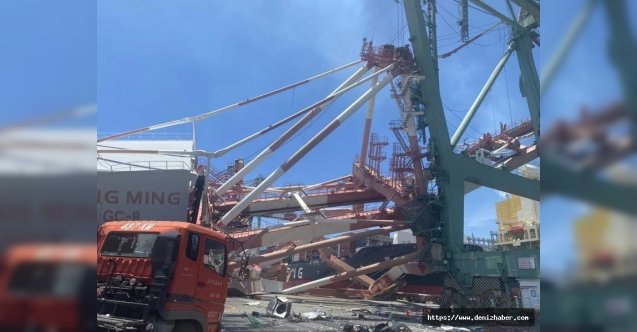 &quot;OOCL Durban&quot; Tayvan&#039;da Kreyne Çarptı... Şoke eden görüntüler.