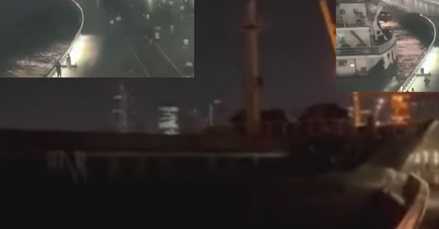 Şanghay&#039;da yük gemisi sürüklenerek nehir kıyısına çarptı! (Video)