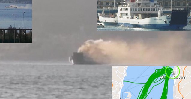İtalyan feribot Messina Boğazı&#039;nda alevlere teslim oldu! (Video)