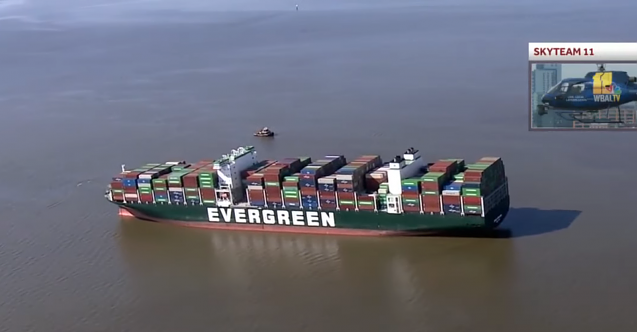 EVER FORWARD isimli  konteyner gemisi Chesapeake Körfezi'nde karaya oturdu! (Video)