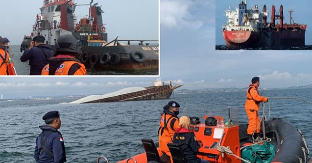 Dökme yük gemisinin çarptığı mavna kısmen battı