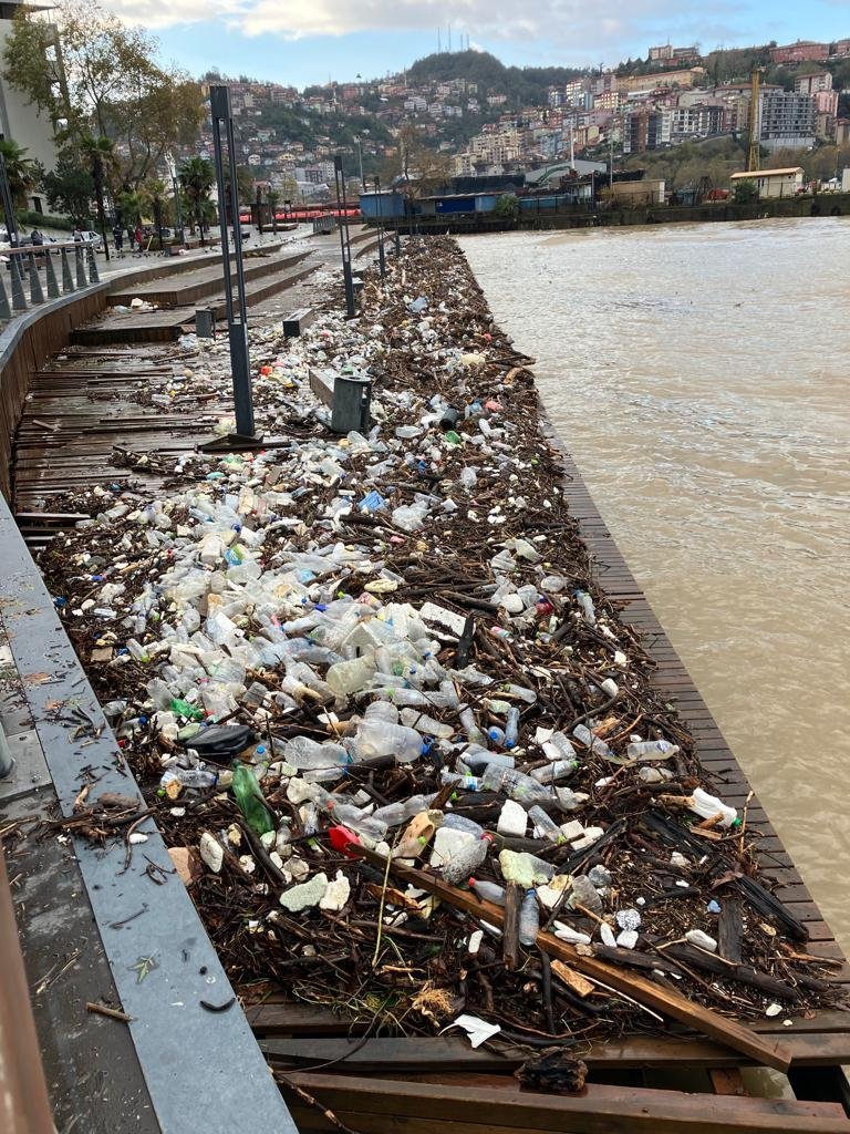 Zonguldak sahilinde deniz kustu, içindeki pislikleri sahile attı