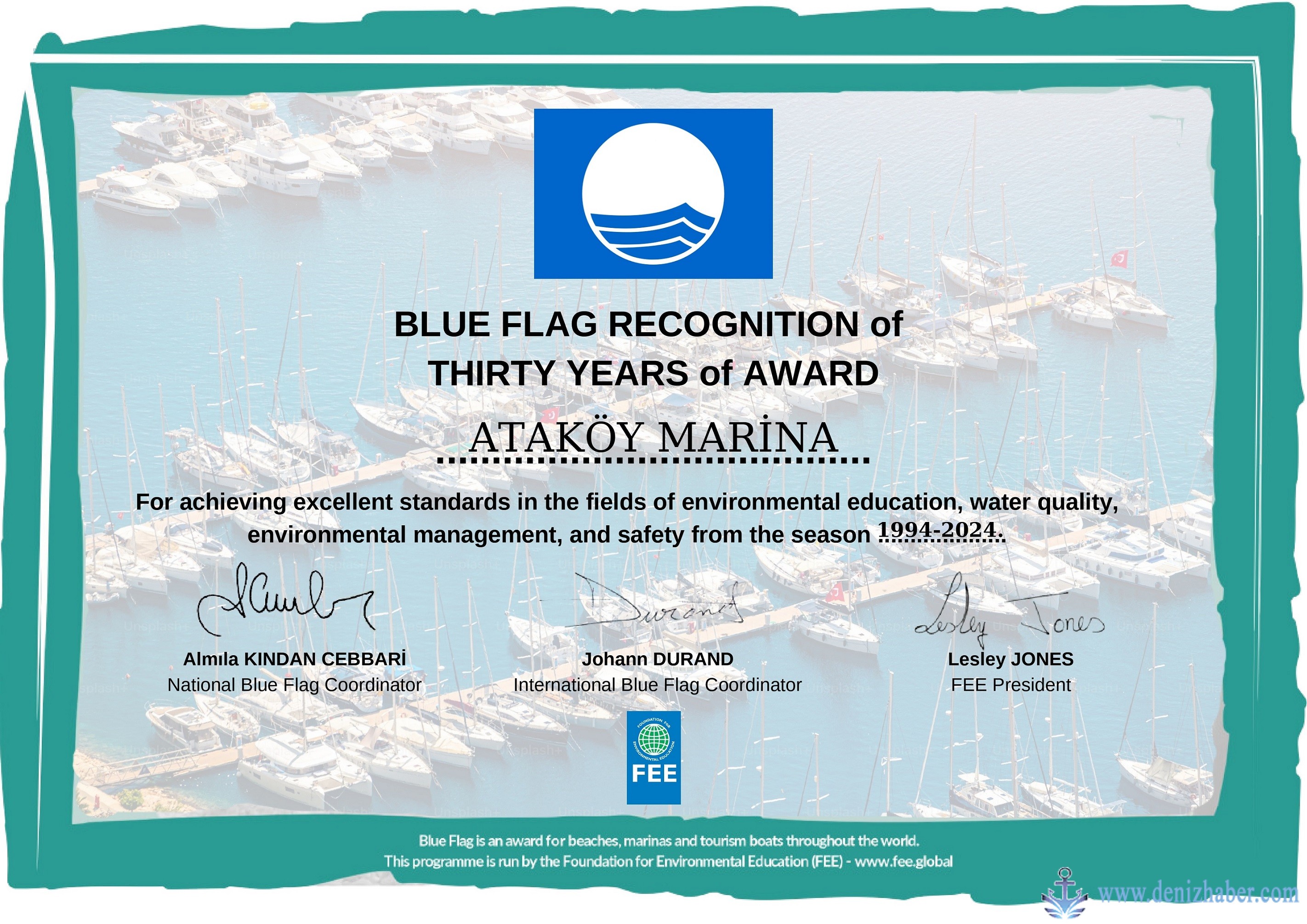 Blue Flag Recognition Of Thirty Years Of Award