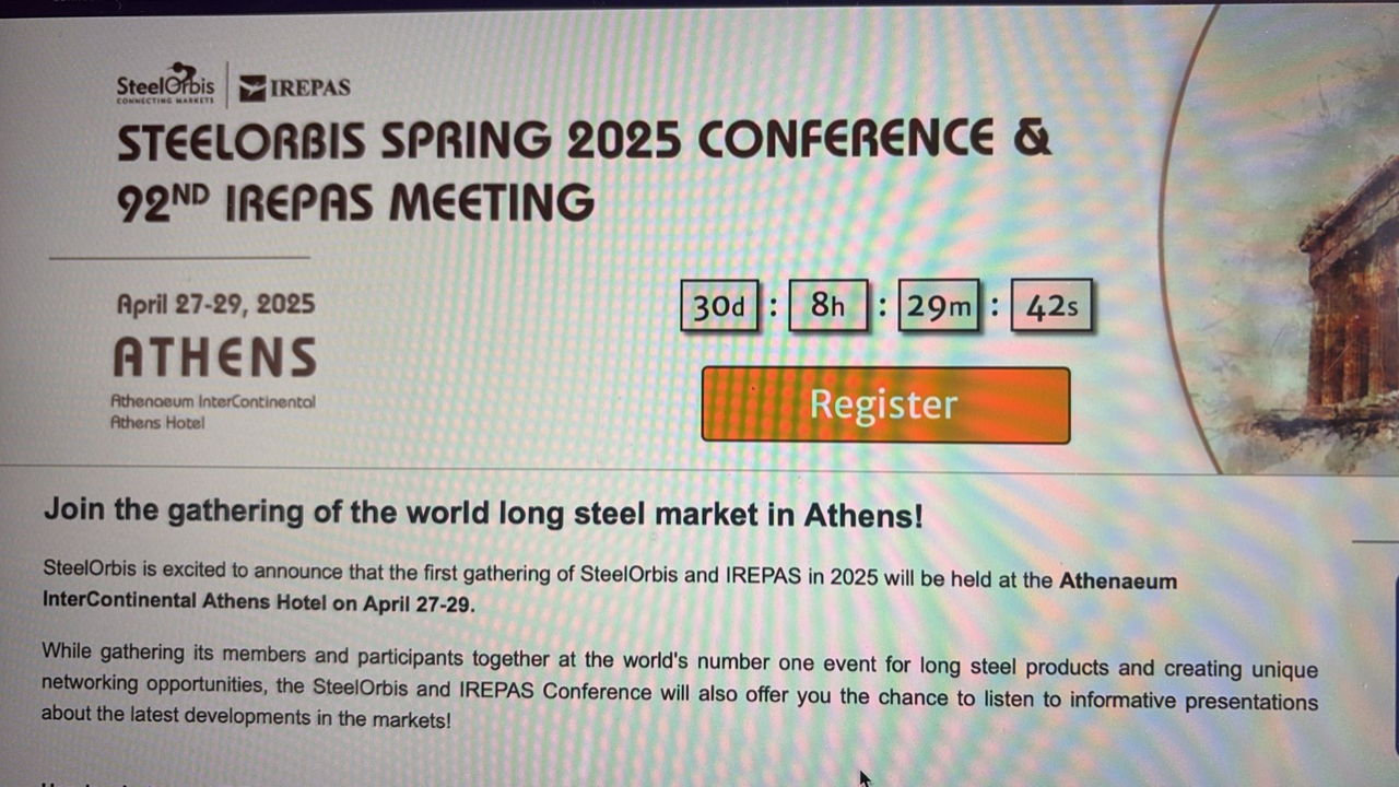 SteelOrbis ve IREPAS, 2025 çelik piyasası konferansı Atina’da