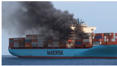 Maersk Gemisinde Liberya Açıklarında  Yangın Çıktı