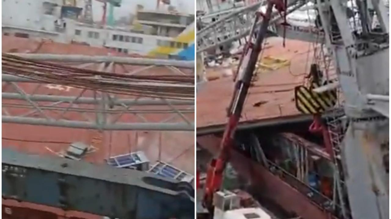 Tuzla Bir Tersanede gemi yan yattı! Kaza anı kamerada