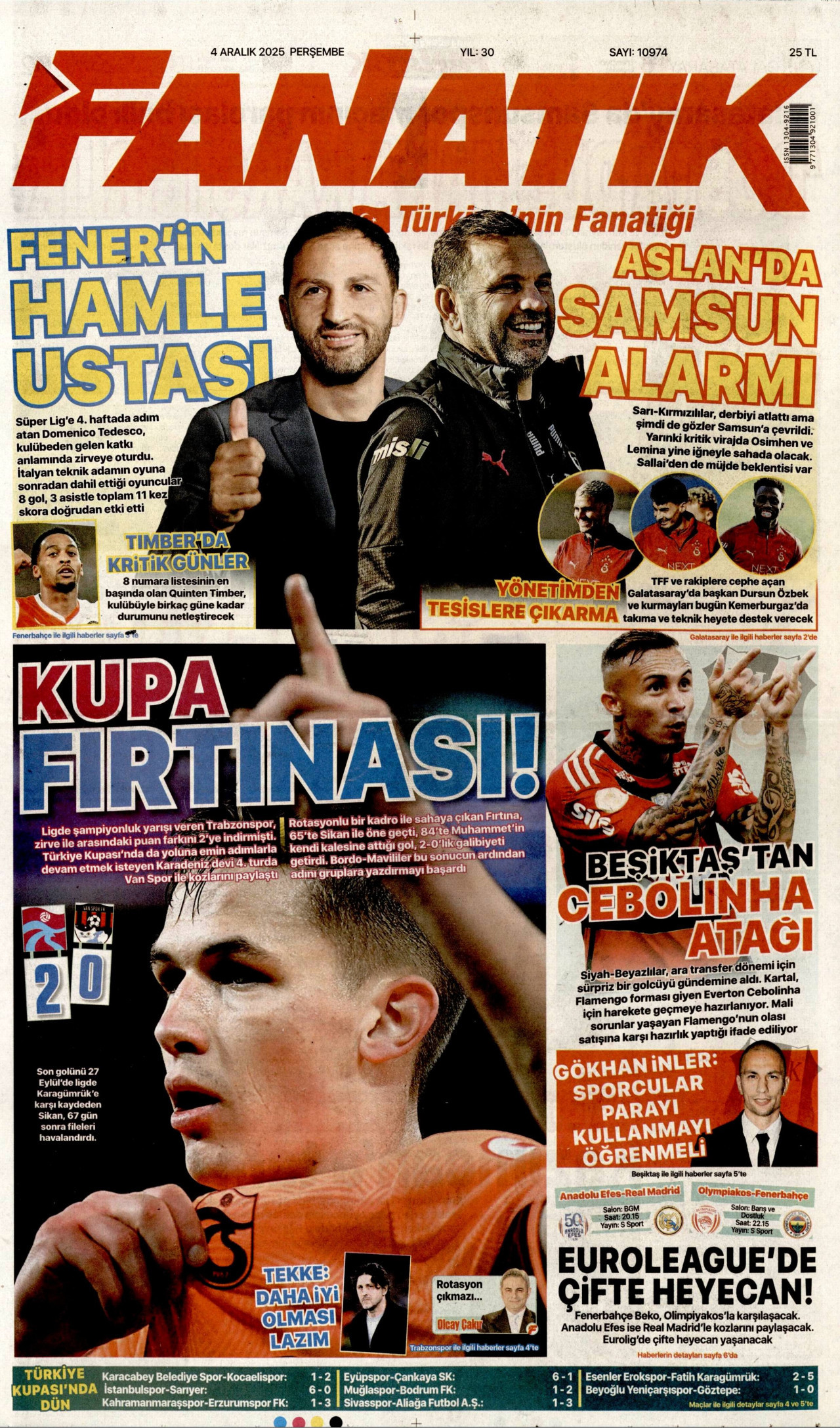 FANATİK Gazete Manşeti