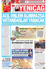 Yeniçağ Gazetesi Gazete Manşeti