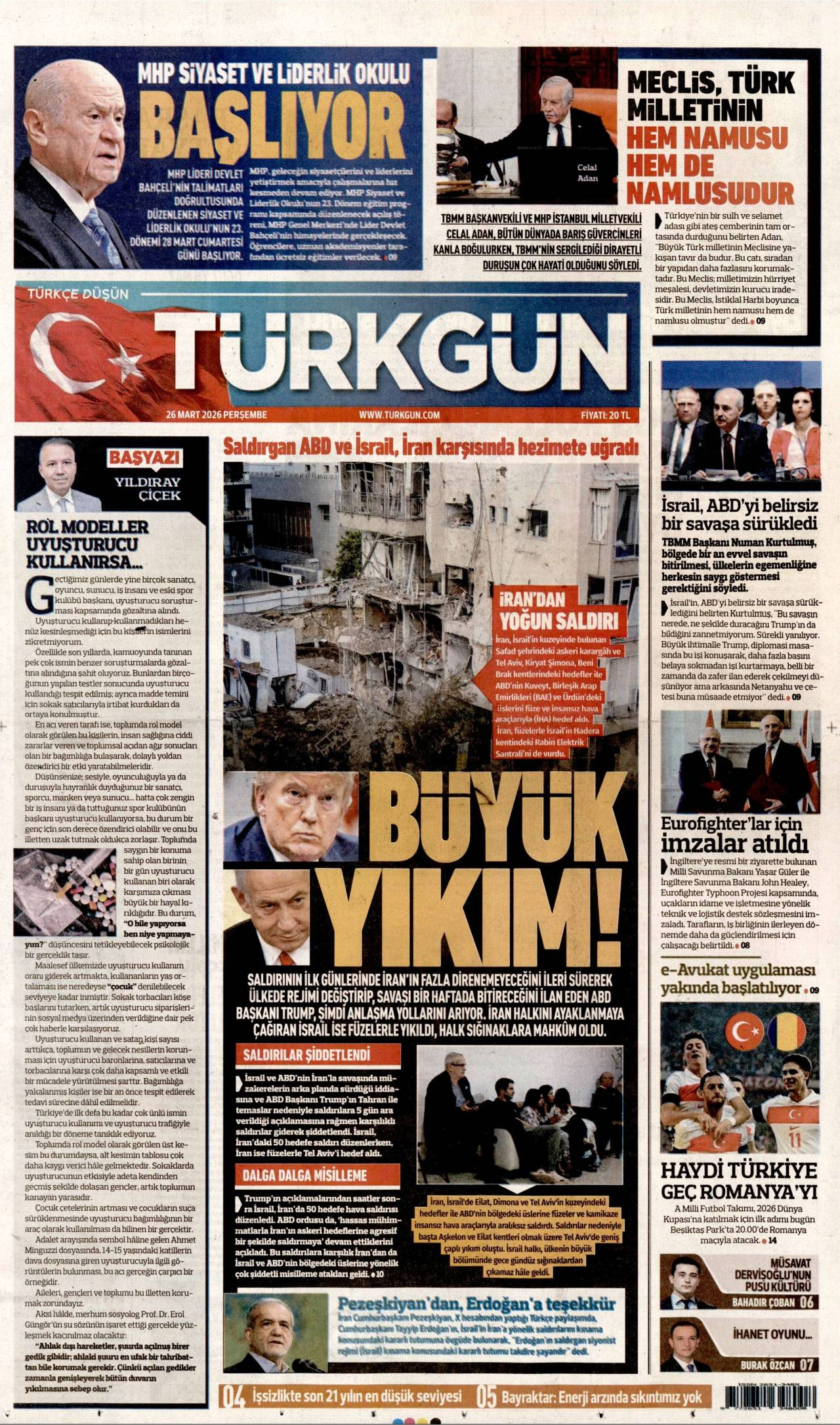 Türkgün Gazetesi Gazete Manşeti