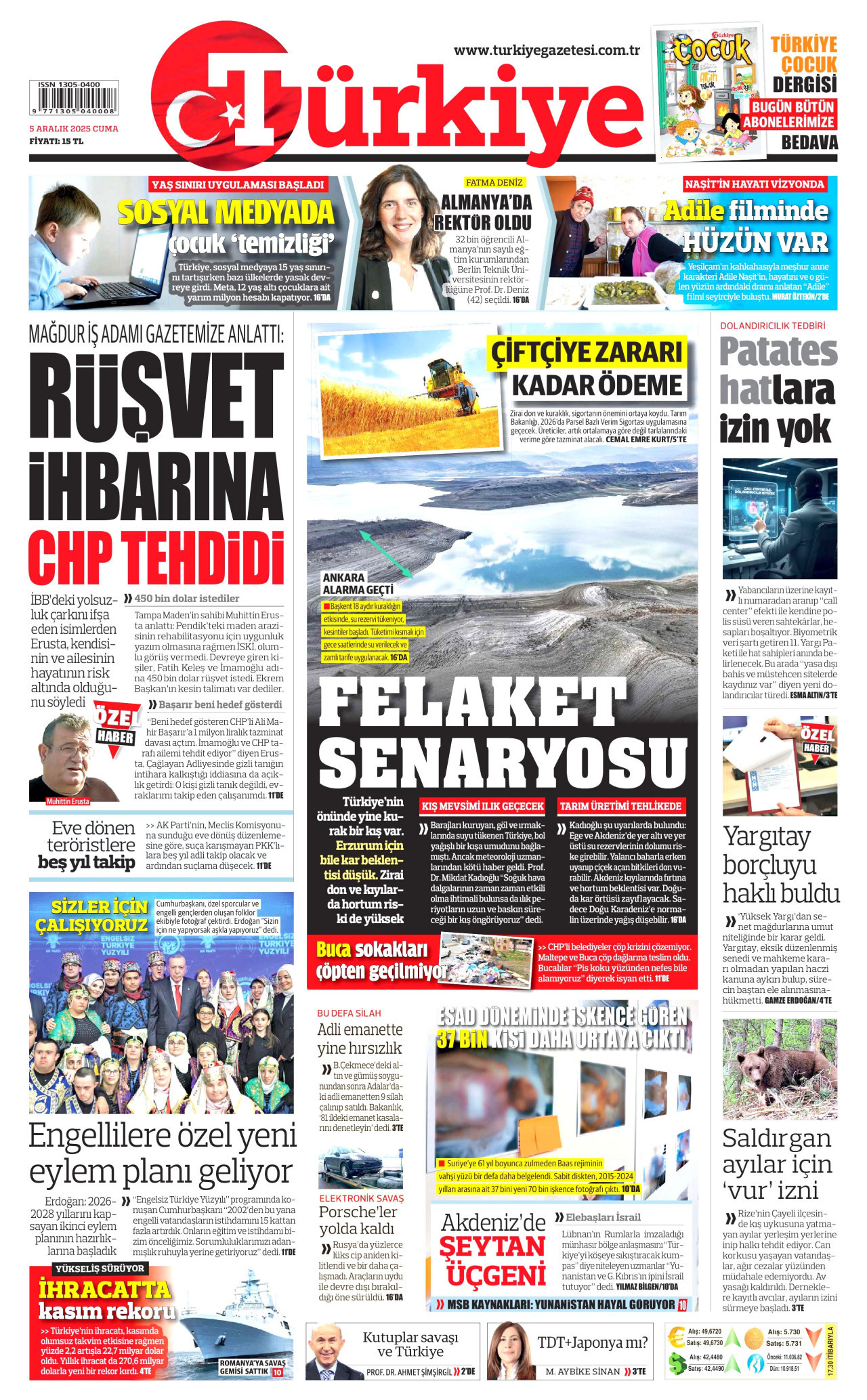 TÜRKİYE GAZETESİ Gazete Manşeti