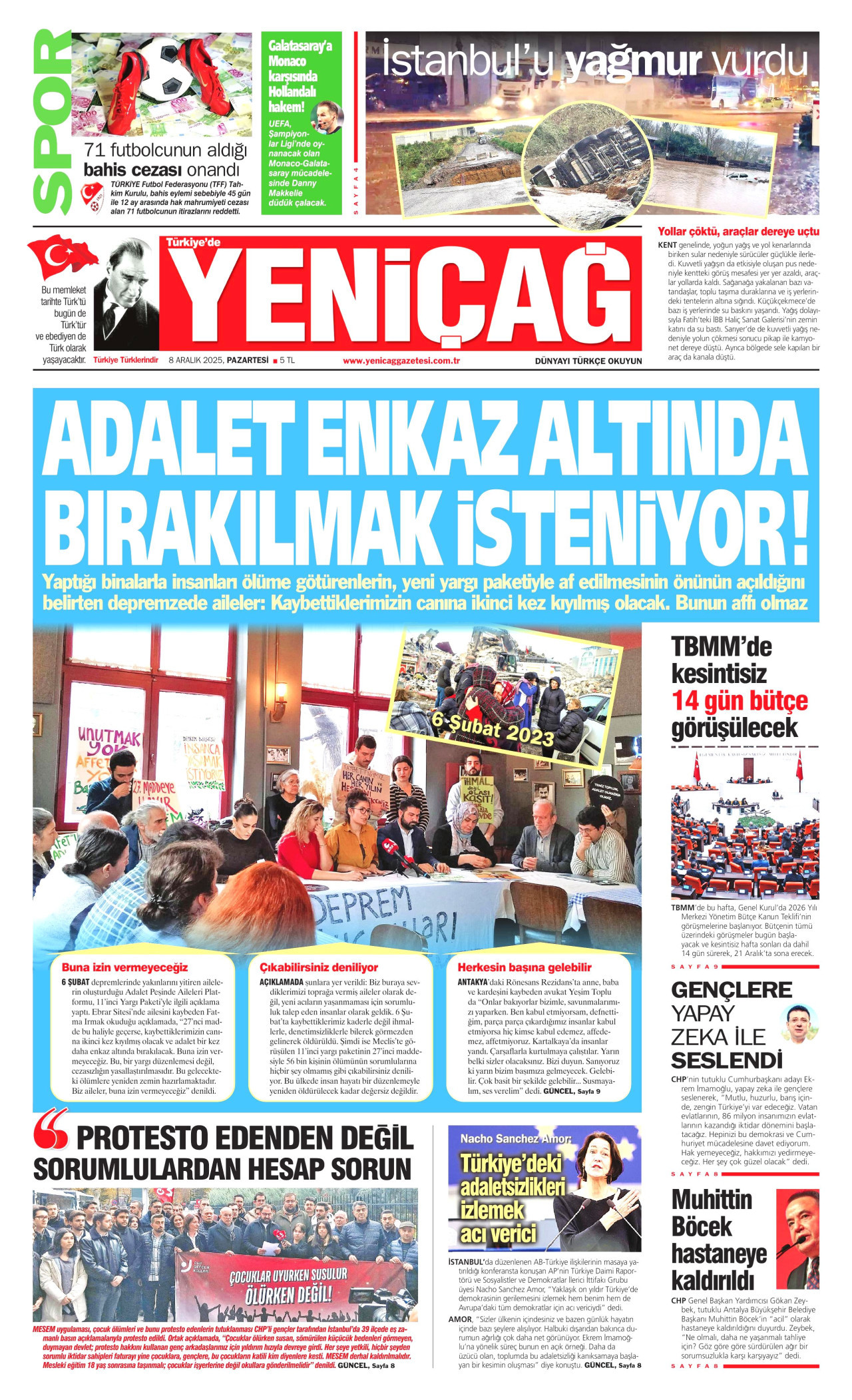 YENİÇAĞ Gazete Manşeti