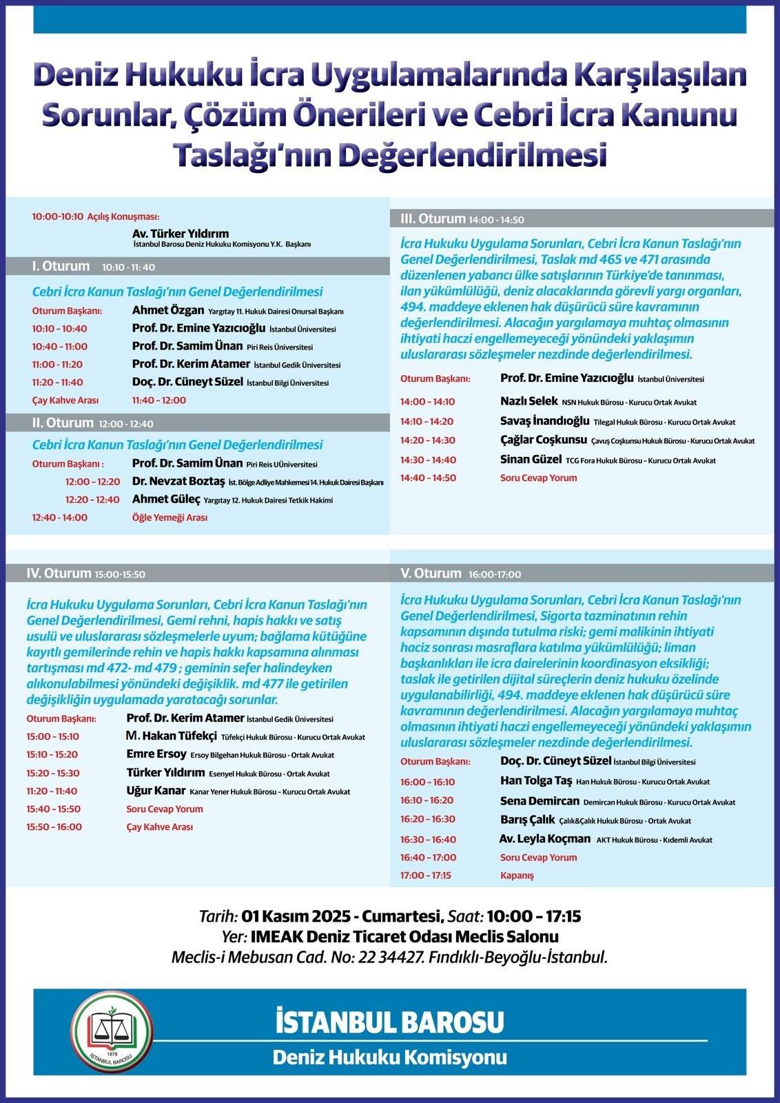 İstanbul Barosu, Deniz Hukuku ve İcra Sorunlarını Masaya Yatırıyor
