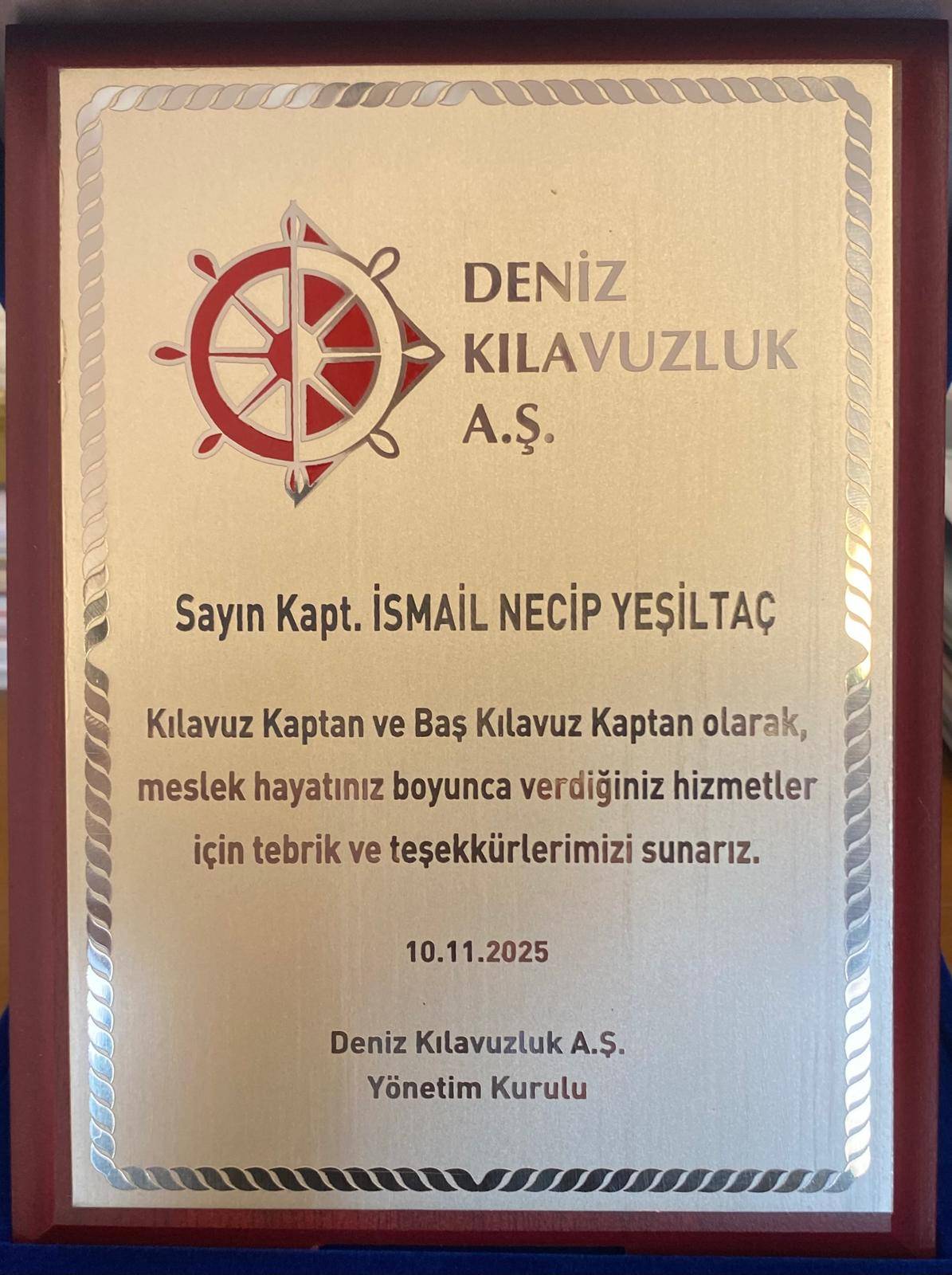ANKAŞ’ın Deneyimli Kılavuz Kaptanı İsmail Necip Yeşiltaç Emekliye Ayrıldı