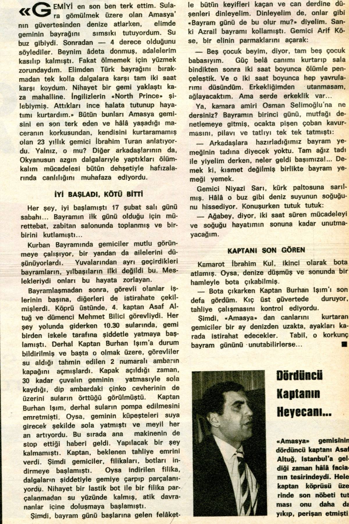 DENİZ NAKLIYAT T.A.Ş VE M/V AMASYA ŞİLEBİ VE HÜZÜNLÜ SONU