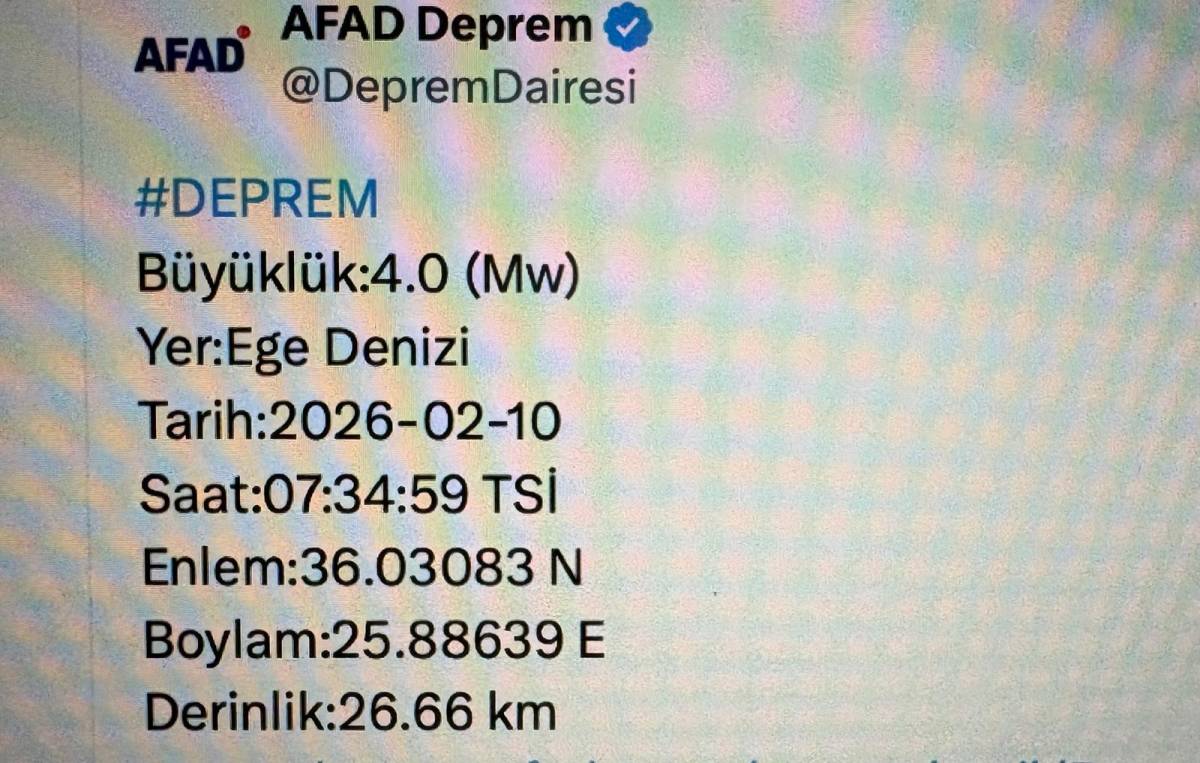 Ege Denizi'nde 4 büyüklüğünde deprem!